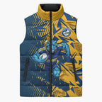 Parramatta Eels Rugby Sleeveless Puffer Jacket Fierce Mascot Geometric Tribal Art