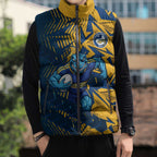 Parramatta Eels Rugby Sleeveless Puffer Jacket Fierce Mascot Geometric Tribal Art