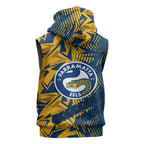 Parramatta Eels Rugby Sleeveless Zip Hoodie Fierce Mascot Geometric Tribal Art
