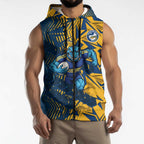 Parramatta Eels Rugby Sleeveless Zip Hoodie Fierce Mascot Geometric Tribal Art