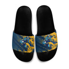 Parramatta Eels Rugby Slide Sandals Fierce Mascot Geometric Tribal Art