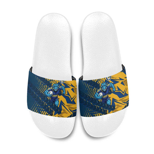 Parramatta Eels Rugby Slide Sandals Fierce Mascot Geometric Tribal Art