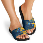 Parramatta Eels Rugby Slide Sandals Fierce Mascot Geometric Tribal Art