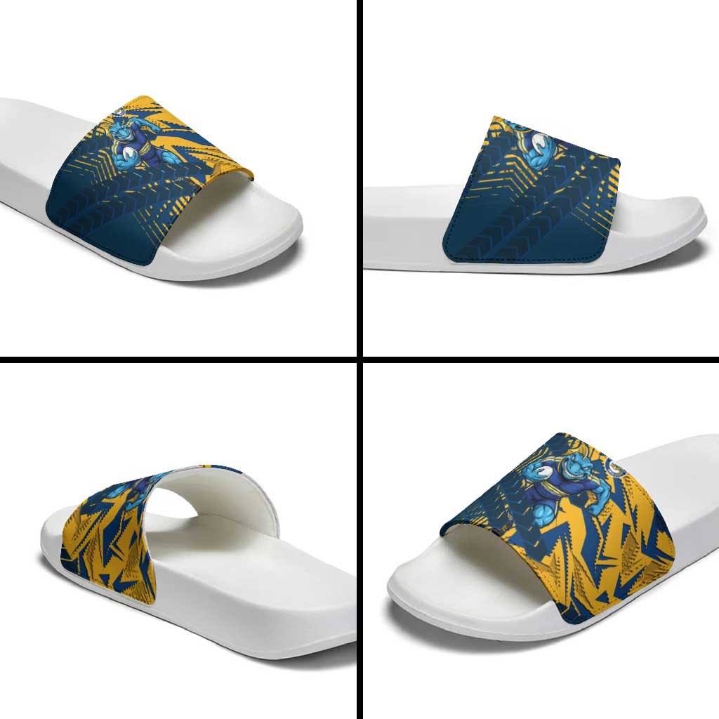 Parramatta Eels Rugby Slide Sandals Fierce Mascot Geometric Tribal Art