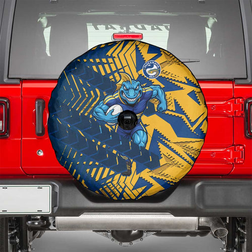 Parramatta Eels Rugby Spare Tire Cover Fierce Mascot Geometric Tribal Art