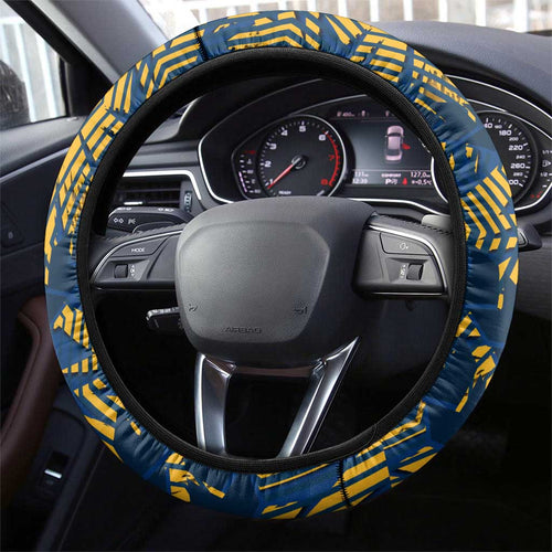 Parramatta Eels Rugby Steering Wheel Cover Fierce Mascot Geometric Tribal Art