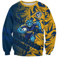 Parramatta Eels Rugby Sweatshirt Fierce Mascot Geometric Tribal Art