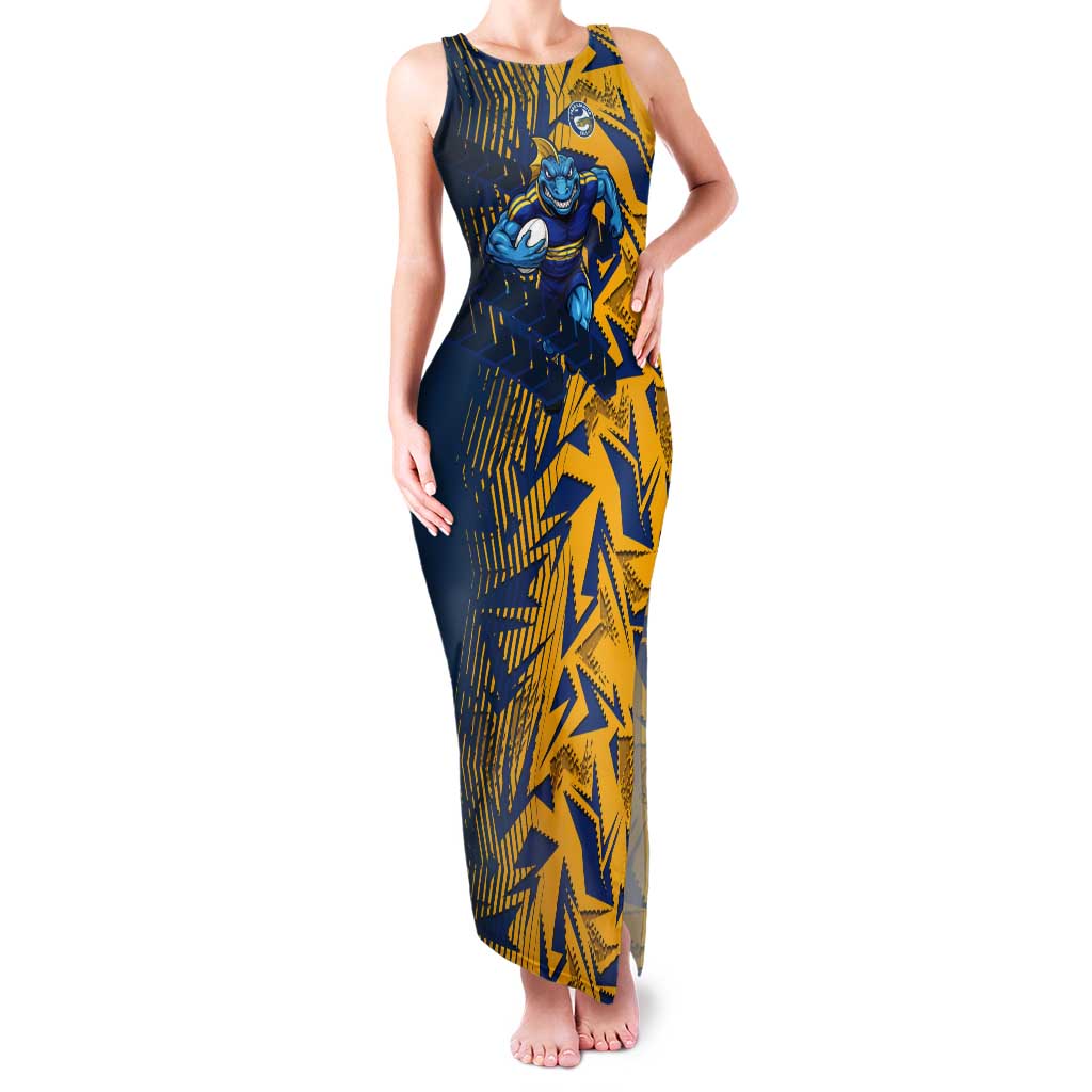 Parramatta Eels Rugby Tank Maxi Dress Fierce Mascot Geometric Tribal Art