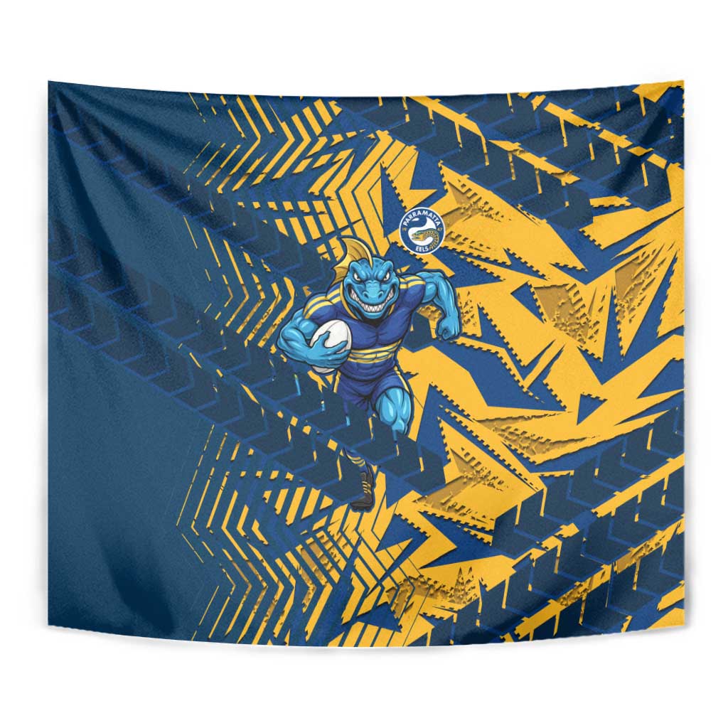 Parramatta Eels Rugby Tapestry Fierce Mascot Geometric Tribal Art
