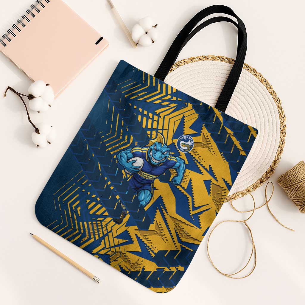 Parramatta Eels Rugby Tote Bag Fierce Mascot Geometric Tribal Art