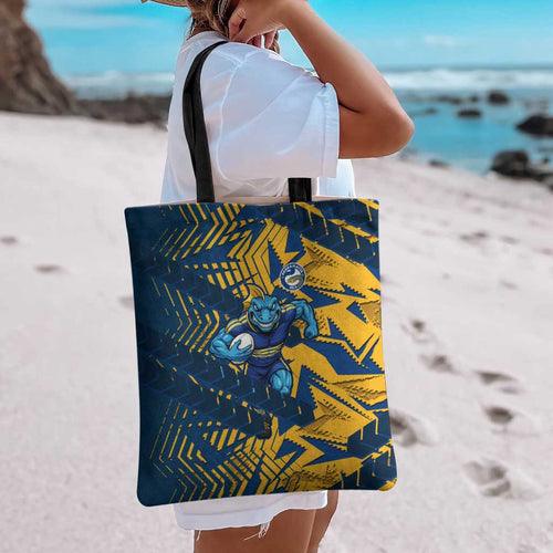 Parramatta Eels Rugby Tote Bag Fierce Mascot Geometric Tribal Art