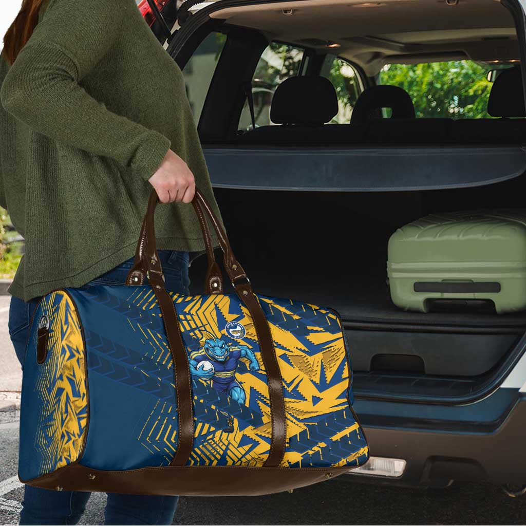 Parramatta Eels Rugby Travel Bag Fierce Mascot Geometric Tribal Art