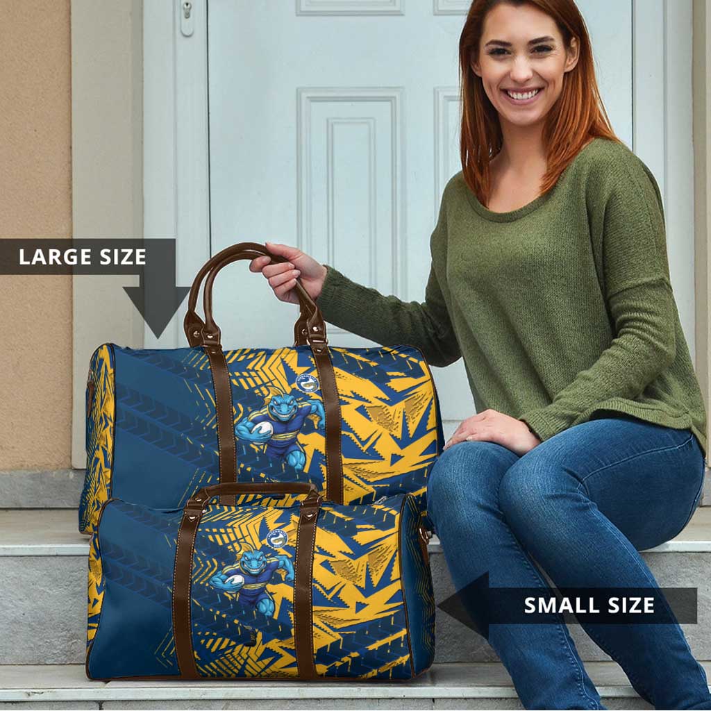 Parramatta Eels Rugby Travel Bag Fierce Mascot Geometric Tribal Art