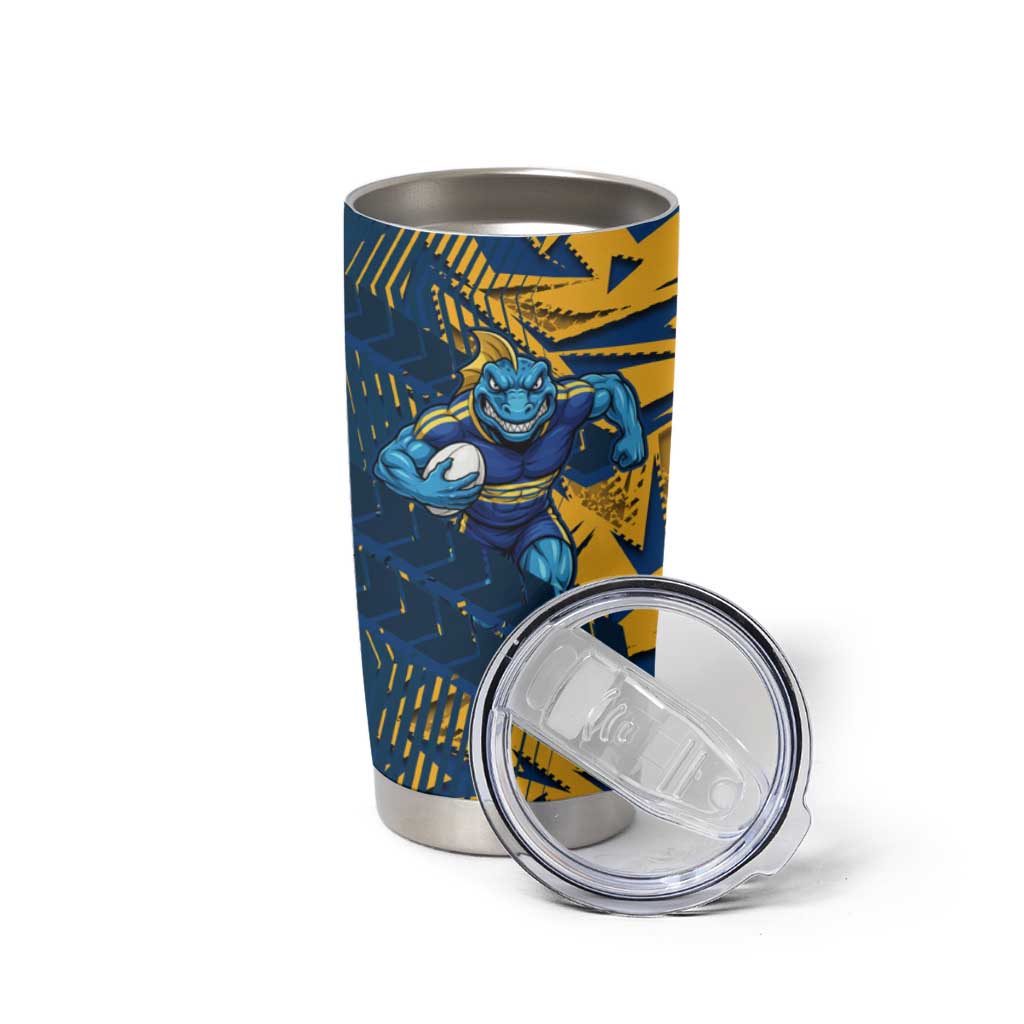 Parramatta Eels Rugby Tumbler Cup Fierce Mascot Geometric Tribal Art
