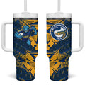 Parramatta Eels Rugby Tumbler With Handle Fierce Mascot Geometric Tribal Art