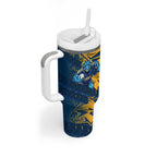 Parramatta Eels Rugby Tumbler With Handle Fierce Mascot Geometric Tribal Art