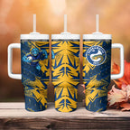 Parramatta Eels Rugby Tumbler With Handle Fierce Mascot Geometric Tribal Art