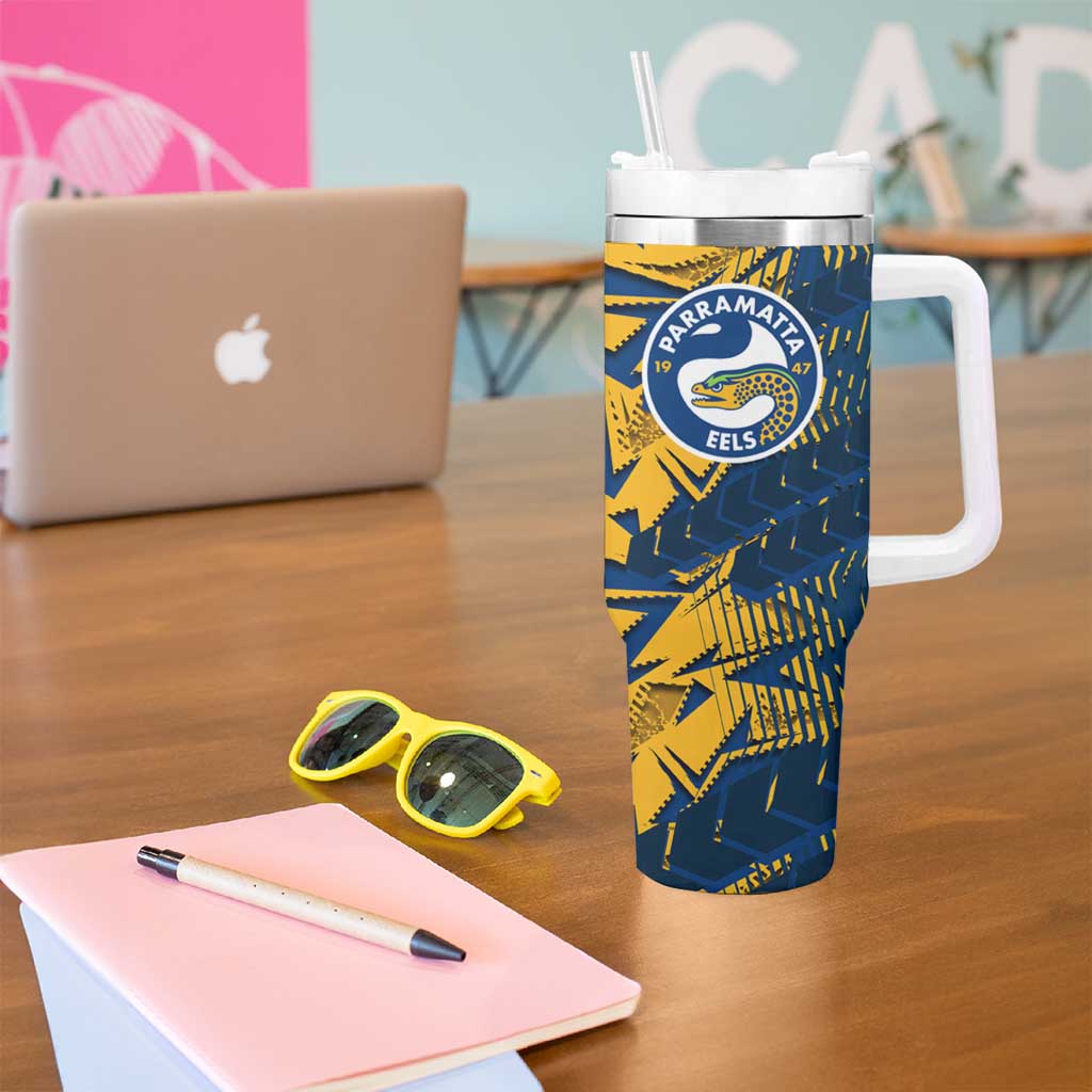 Parramatta Eels Rugby Tumbler With Handle Fierce Mascot Geometric Tribal Art
