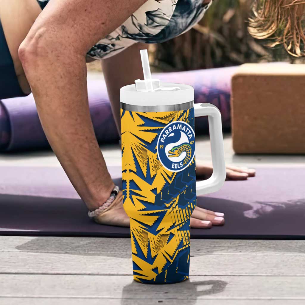 Parramatta Eels Rugby Tumbler With Handle Fierce Mascot Geometric Tribal Art