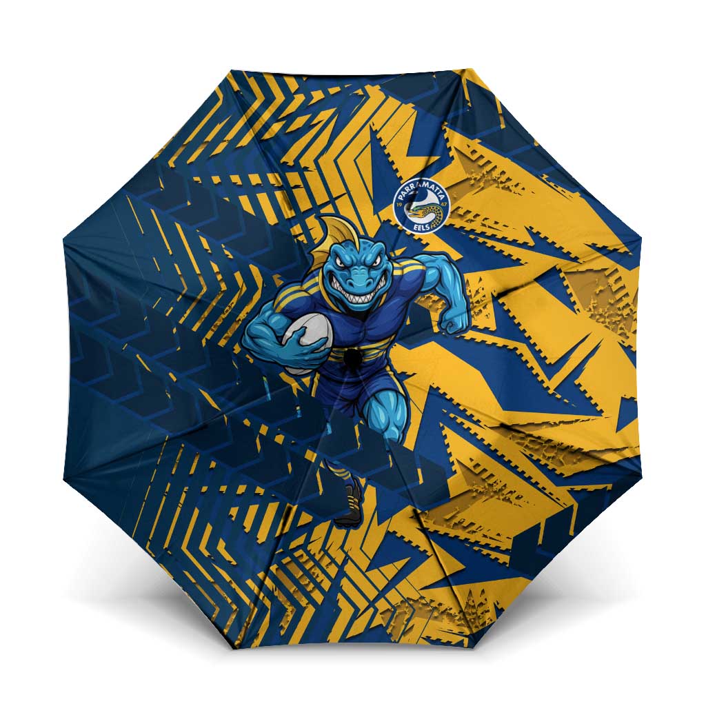 Parramatta Eels Rugby Umbrella Fierce Mascot Geometric Tribal Art