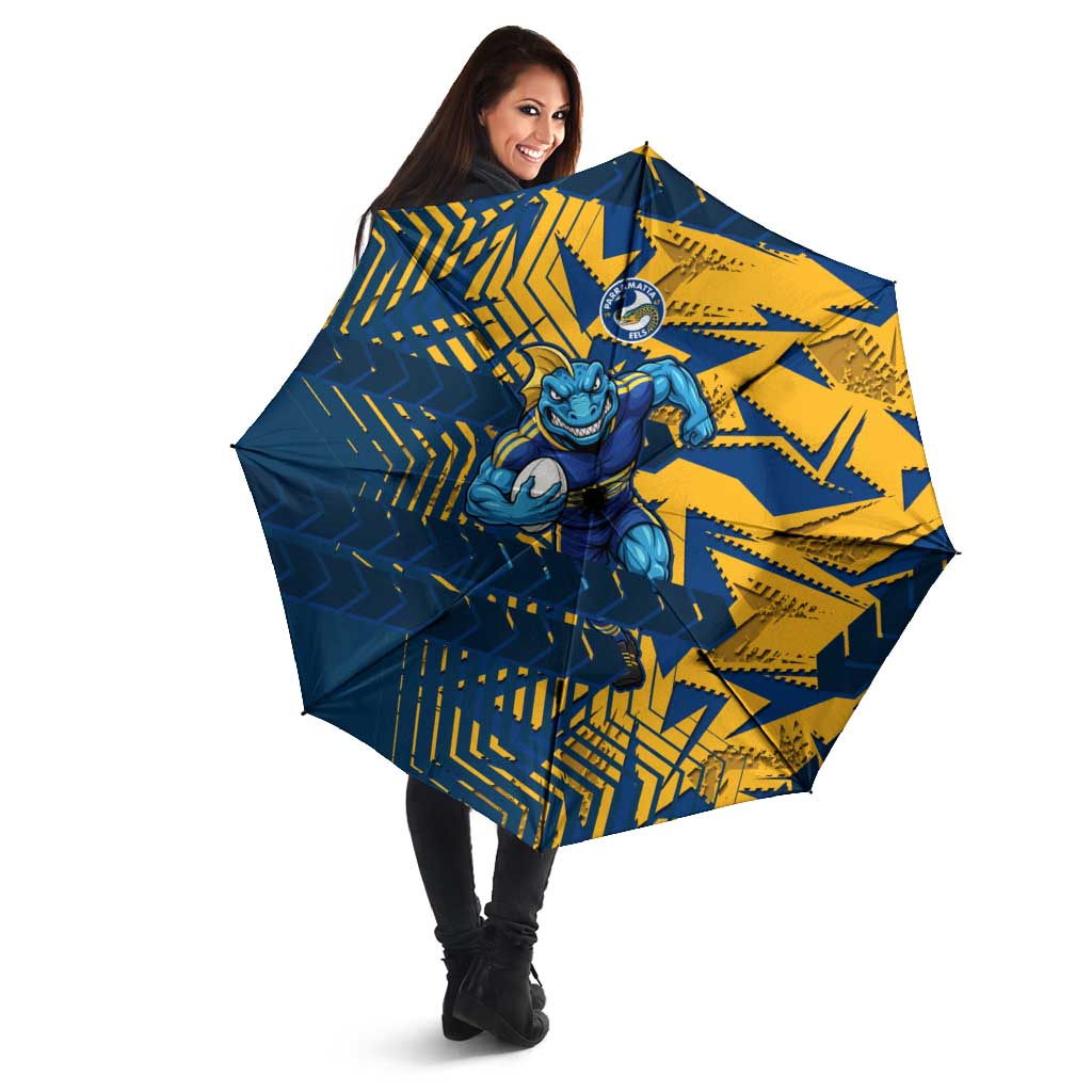 Parramatta Eels Rugby Umbrella Fierce Mascot Geometric Tribal Art
