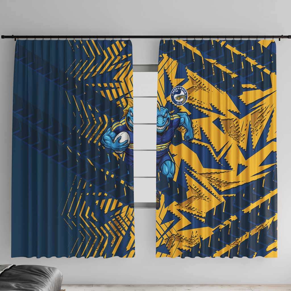 Parramatta Eels Rugby Window Curtain Fierce Mascot Geometric Tribal Art