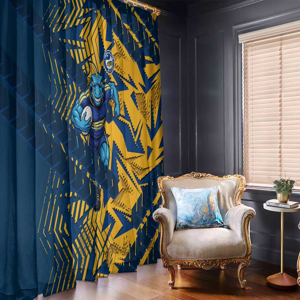 Parramatta Eels Rugby Window Curtain Fierce Mascot Geometric Tribal Art