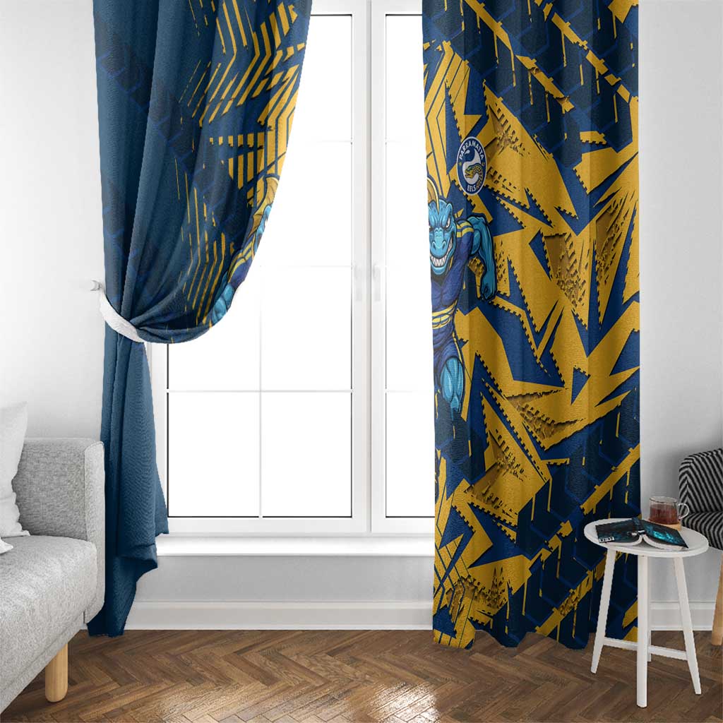 Parramatta Eels Rugby Window Curtain Fierce Mascot Geometric Tribal Art