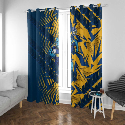 Parramatta Eels Rugby Window Curtain Fierce Mascot Geometric Tribal Art