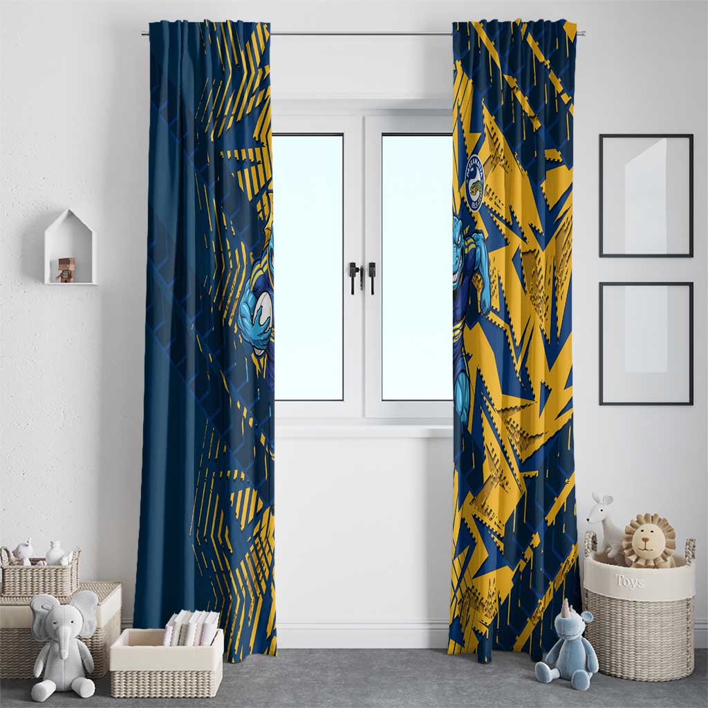 Parramatta Eels Rugby Window Curtain Fierce Mascot Geometric Tribal Art