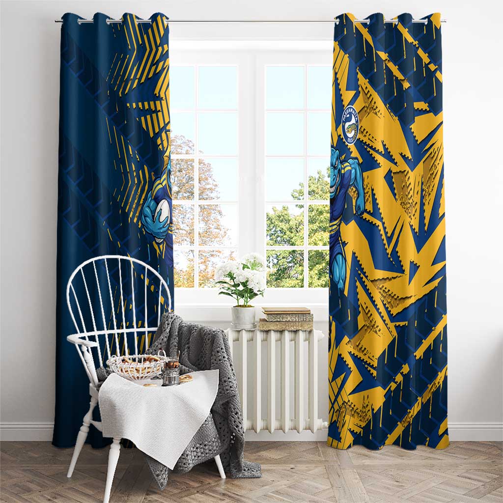 Parramatta Eels Rugby Window Curtain Fierce Mascot Geometric Tribal Art