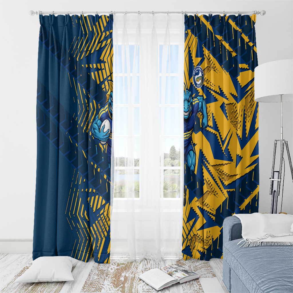 Parramatta Eels Rugby Window Curtain Fierce Mascot Geometric Tribal Art