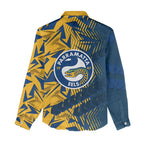 Parramatta Eels Rugby Women Casual Shirt Fierce Mascot Geometric Tribal Art