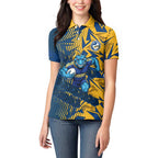 Parramatta Eels Rugby Women Polo Shirt Fierce Mascot Geometric Tribal Art