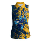 Parramatta Eels Rugby Women Sleeveless Polo Shirt Fierce Mascot Geometric Tribal Art