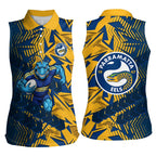 Parramatta Eels Rugby Women Sleeveless Polo Shirt Fierce Mascot Geometric Tribal Art
