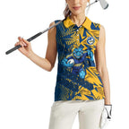 Parramatta Eels Rugby Women Sleeveless Polo Shirt Fierce Mascot Geometric Tribal Art
