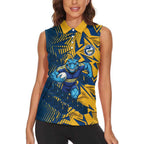 Parramatta Eels Rugby Women Sleeveless Polo Shirt Fierce Mascot Geometric Tribal Art