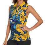 Parramatta Eels Rugby Women Sleeveless Polo Shirt Fierce Mascot Geometric Tribal Art