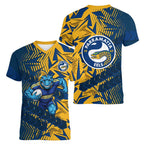 Parramatta Eels Rugby Women V-Neck T-Shirt Fierce Mascot Geometric Tribal Art
