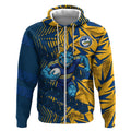 Parramatta Eels Rugby Zip Hoodie Fierce Mascot Geometric Tribal Art