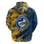 Parramatta Eels Rugby Zip Hoodie Fierce Mascot Geometric Tribal Art