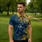 Parramatta Eels Rugby Zipper Polo Shirt Fierce Mascot Geometric Tribal Art