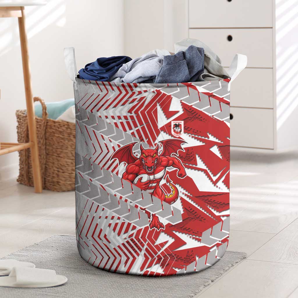 St George Illawarra Dragons Rugby Laundry Basket Fierce Mascot Geometric Tribal Art