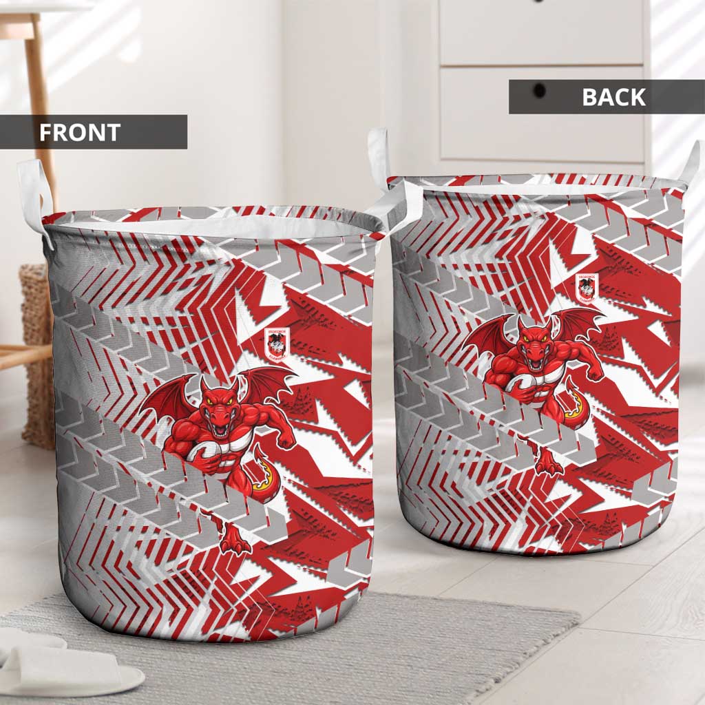 St George Illawarra Dragons Rugby Laundry Basket Fierce Mascot Geometric Tribal Art