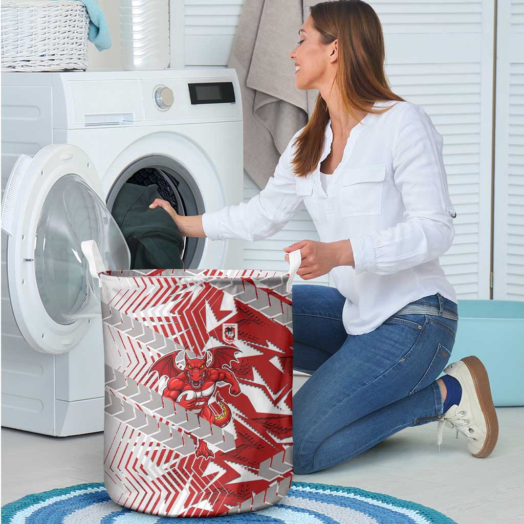 St George Illawarra Dragons Rugby Laundry Basket Fierce Mascot Geometric Tribal Art