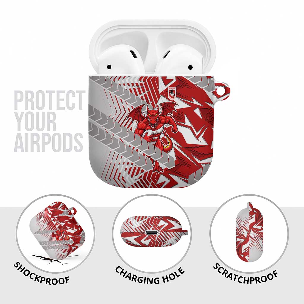 St George Illawarra Dragons Rugby AirPods Case Fierce Mascot Geometric Tribal Art