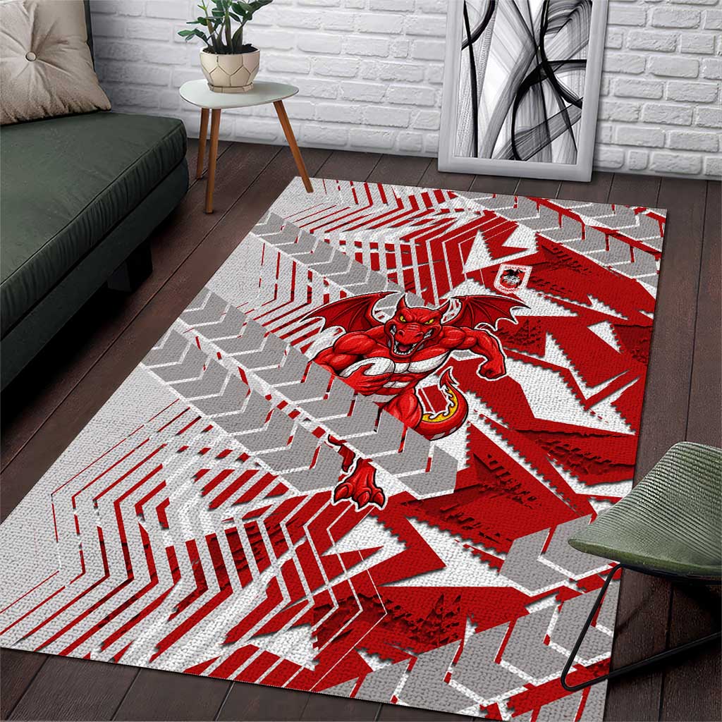 St George Illawarra Dragons Rugby Area Rug Fierce Mascot Geometric Tribal Art