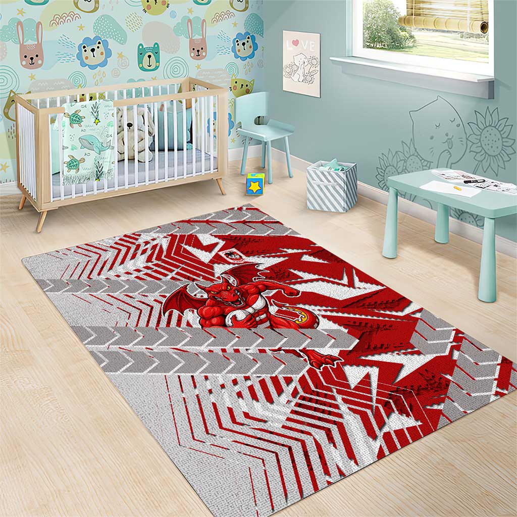 St George Illawarra Dragons Rugby Area Rug Fierce Mascot Geometric Tribal Art