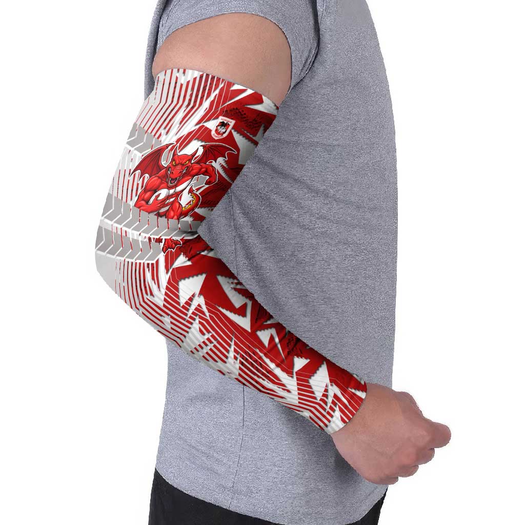 St George Illawarra Dragons Rugby Arm Sleeves Fierce Mascot Geometric Tribal Art
